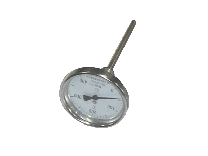 Axial bimetal thermometer